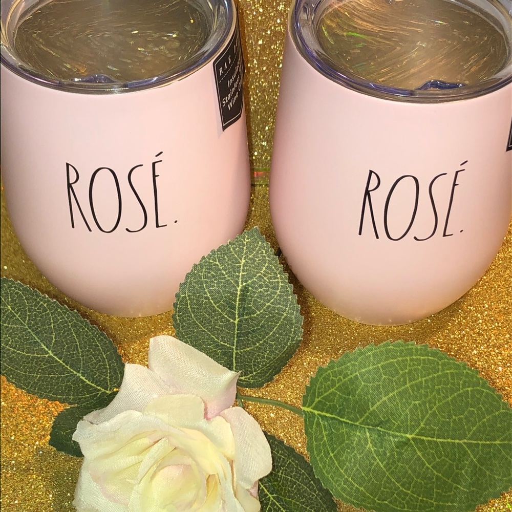 NEW!! Rae Dunn ROSÉ insulated stainless steel wine tumbler SET - 2 count - Picture 5 of 5